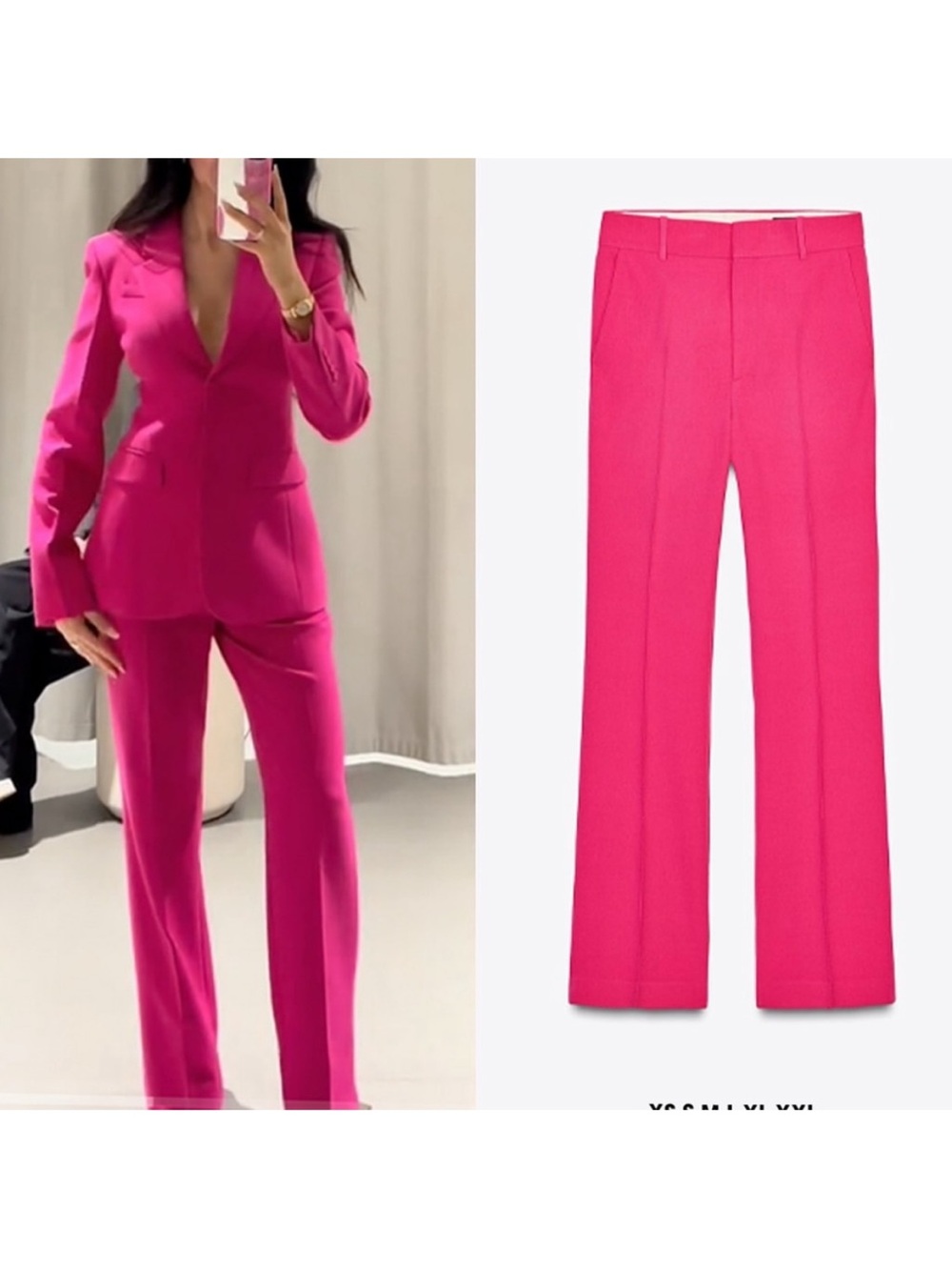 Zara ZW Collection Fuchsia Pink Flared Pants NWT XS 2660/797